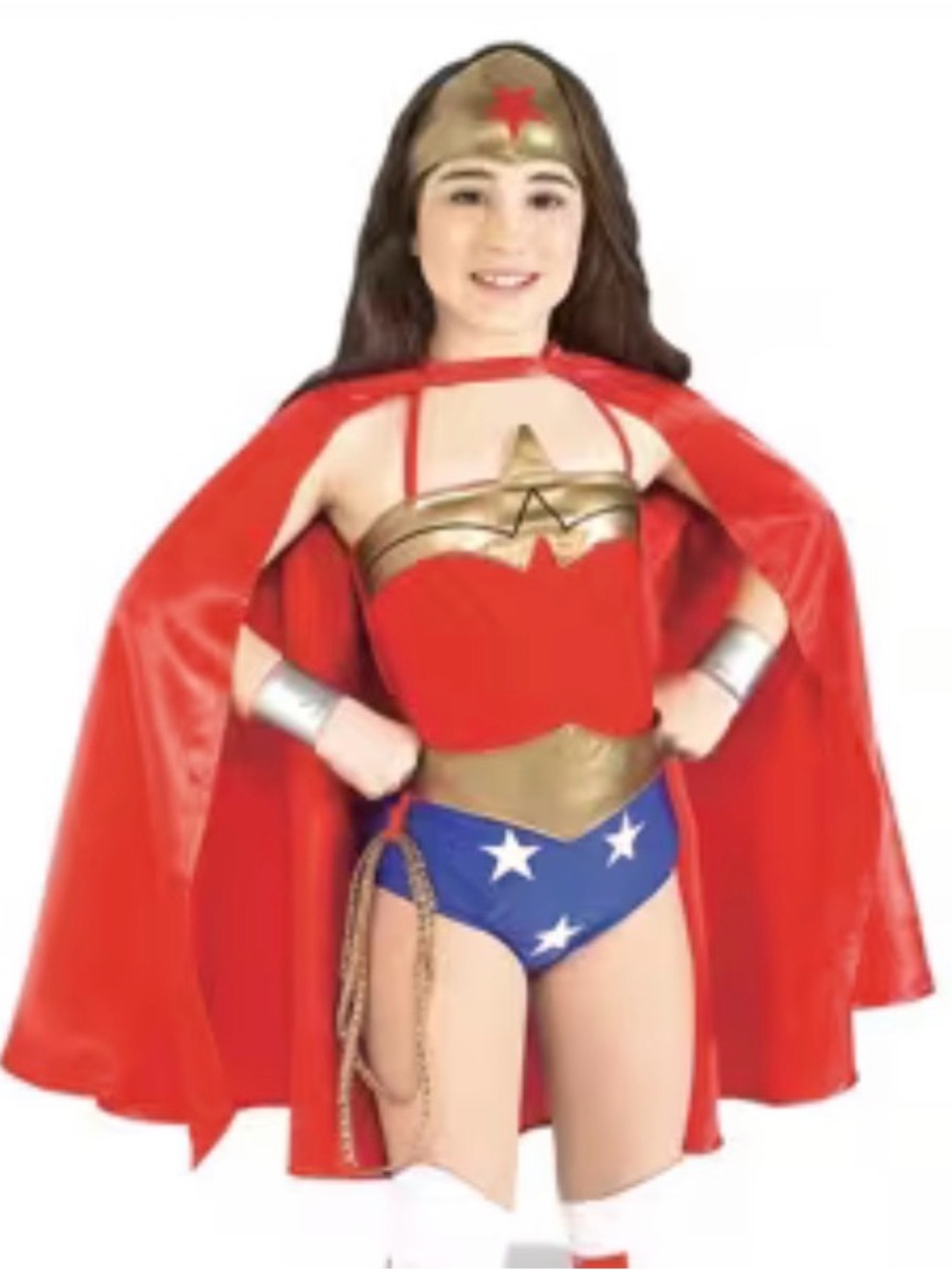 Girls Wonder Woman Superhero Costume with Blue Star Briefs